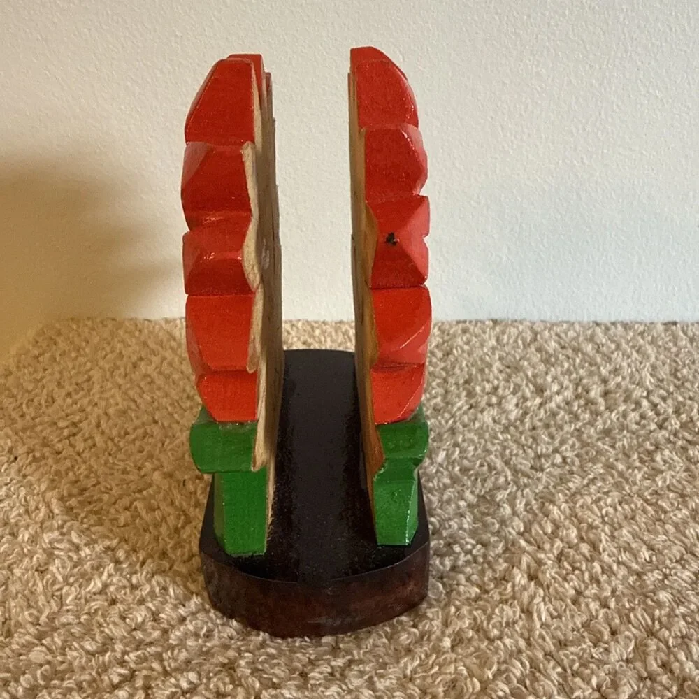 Hand painted Wood Napkin Holder Traditional Mexican Folk Art Piece